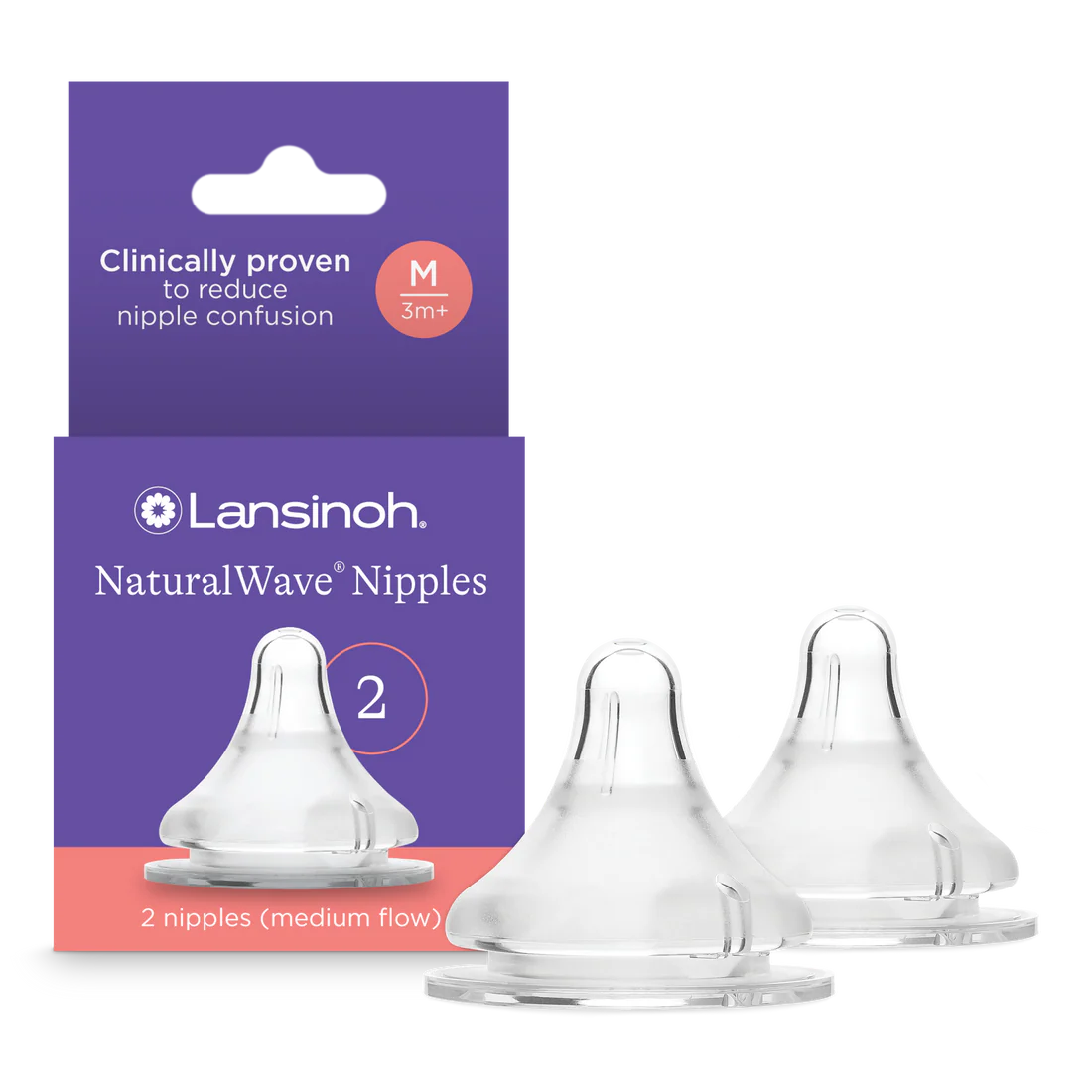 عبوة من حلمتين من NaturalWave® متوسطتي التدفق